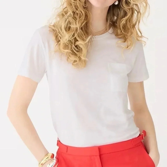 New J Crew Premium Jersey Pocket Tee Shirt White - Picture 1 of 10